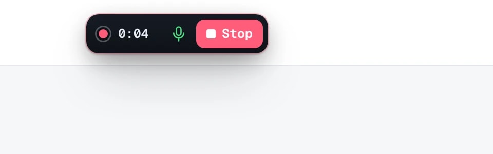 Recording bar with timer, microphone indicator and Stop button